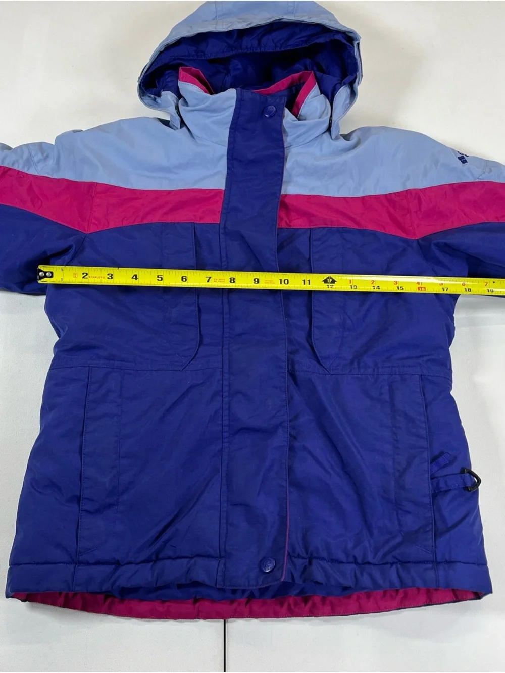 Vintage Columbia Bugaboo Jacket Youth 6 Blue Pink Ski Colorblock Hooded Nylon